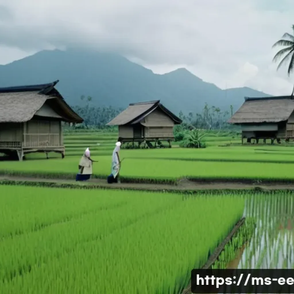 일제하 농촌 근무의 실상 - A rural Malay village scene during Japanese occupation, showing hardworking village women wearing mo...