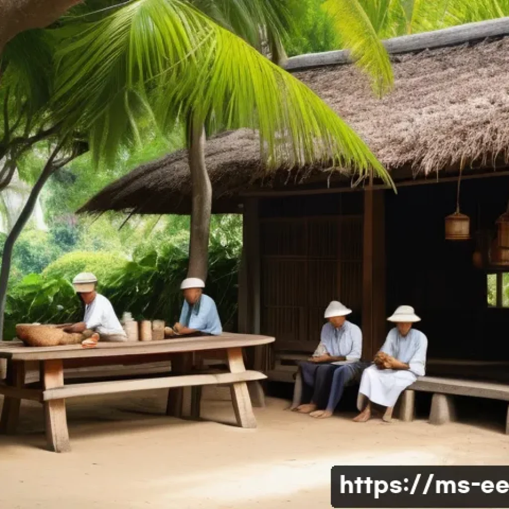 일제 강점기 근로자의 휴식과 여가 - A peaceful scene of Malay workers during the Japanese occupation era resting under large shady trees...